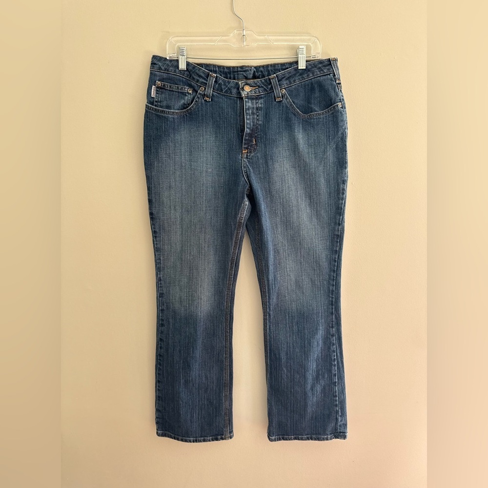 Carhartt Blue Denim Jeans with Orange Logo size 34x28